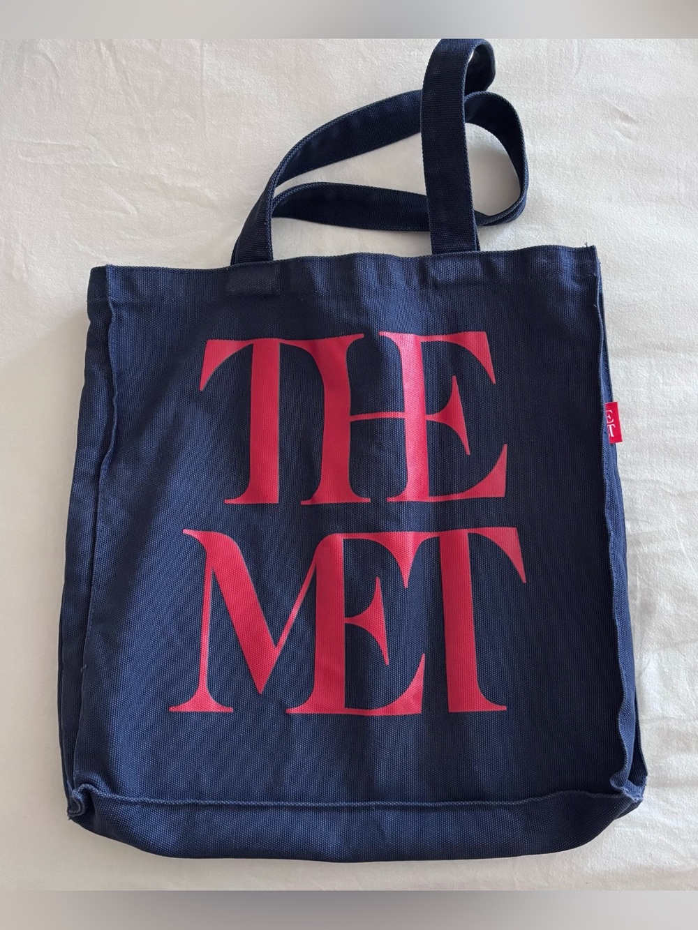 Navy Canvas Tote with Red THE MET Logo - Museum Style
